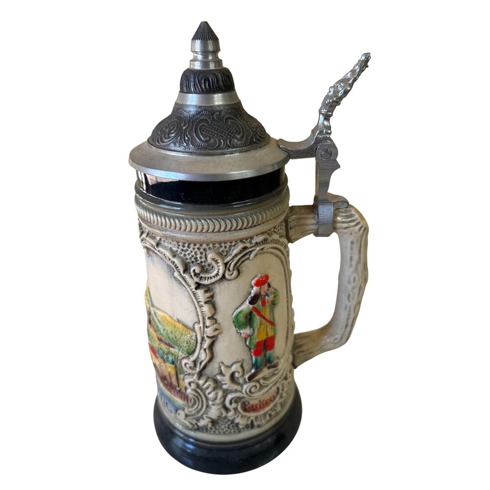 Vinatge Schnappauf Heidelberg Fass Perkeo Pewter Lid Beer Stein 9" New NWT